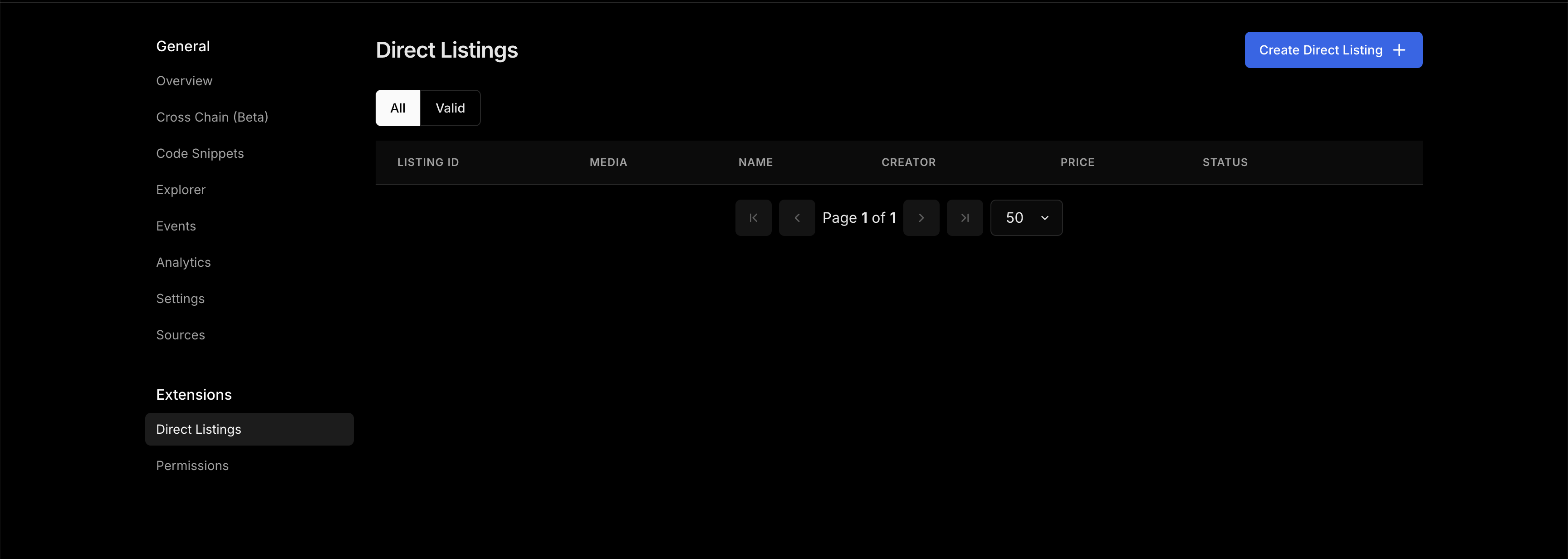 Thirdweb - Create Direct Listing